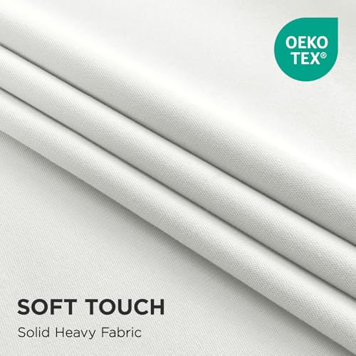 Joydeco White Blackout Curtains 96 Inches Long - 100% Blackout Curtain 2 Panel Set, Rod Pocket & Back Tabs Thermal Insulated Window Drapes for Bedroom Living Room (Pure White,52" Wx96 L)