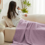 Love's cabin 100% Cotton Muslin Blanket, 6 Layer Lightweight Breathable Gauze Throw Blanket 50 x 60 Inches, Soft All Season Blanket for Couch, Bed, Sofa, Lavender