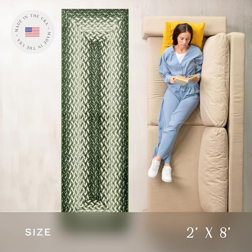 Maples Rugs Marion Braided-Style Print Runner Rug, 2' x 8', Green