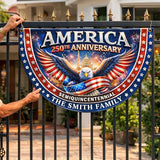 Personalized 250 Years of Freedom Flag, Custom 250 Year American Anniversary Banner with Family Name, 250th American Anniversary Decorations, Patriotic Banner Gifts for Family, Friend A05