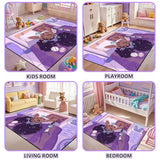 Afro Black Girls Rugs for Living Room Purple Carpets for Bedroom Black Girls Home Decor Art Music Girl Sofa Floor Mats Yoga Mats, 47" x 31" (2.7 x 3 Feet)