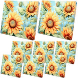 SmoothNovelty 8 Pcs Stretch Patio Cushion Covers Outdoor Couch Cushions Slipcovers Replacement Washable Furniture Protector with Elastic Bottom Reusable Furniture Protector, Sunflower Printed