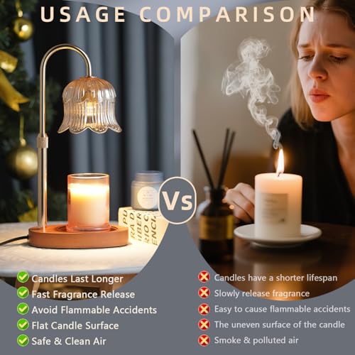Candle Warmer Lamp with Timer: Adjustable Dimmable Height Adjustable Warming - Flower Shape W – lifestyle view