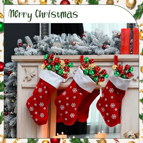 Syhood 12 Set 7.9 Inch Christmas Ball Picks and Sprays Shatterproof Xmas Red Green Gold Ball Ornaments on Wired Picks for Christmas Tree Vase Wreath Stairs Garland Decoration Supplies