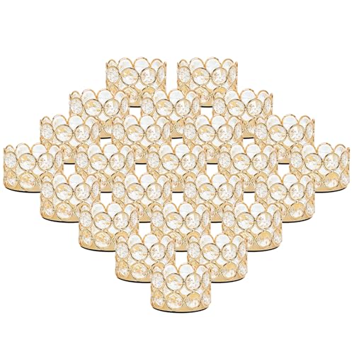 Crystal Gold Votives Candle Holders Set of 24