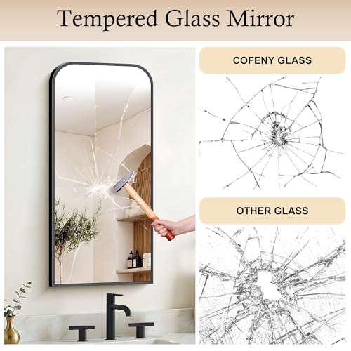 COFENY Bathroom Mirror, 18x36 inch Black Rectangle Wall Mounted Mirror with Thin Frame, Bathroom Vanity Mirrors for Over Sink, Entryway, Living Room, Bedroom
