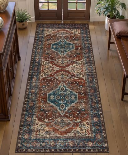 Tangsoo Vintage 2x5 Washable Runner Rug for Hallways, Non Slip Runner Rug