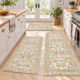HEBE Boho Kitchen Rugs Set of 3, Non Slip Washable Kitchen Mats for Floor