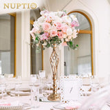 NUPTIO Gold Centerpiece Stand for Table, Twist Style, 22.8" Tall, 2 Pcs