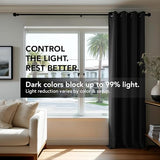Deconovo Blackout Curtains for Bedroom, Thermal Insulated Room Darkening Grommet Window Drapes, Black, 42W x 63L Inch, Pack of 2 for Living Room & Nursery Privacy Panels