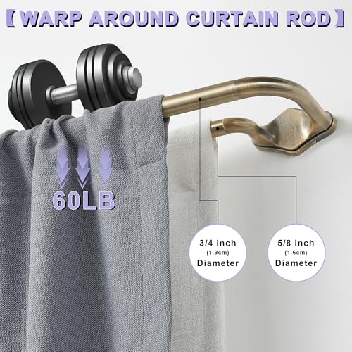 Anqiue Bronze Double Curtain Rods For Windows 28-48 Inch,Heavy Duty Double Curtain Rod with Aluminum Finial and Bracket,Adjustable Curved Double Window Rods For Blackout Or Room Darkening Panel