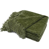 RECYCO Chenille Throw Blanket for Couch, 50"x60", Loden Green