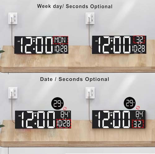 JALL 30" Extra Large Digital Wall Clock, Giant LED Wall Clock with Remote Control, Digital Clock with Jumbo Numbers for Living Room, Gym, Warehouse, Office, Home Decor, Plug-in, White