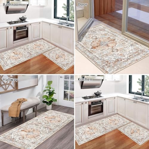 Kitchen Rugs Set 3 Piece, Non Slip Washable Kitchen Mats for Floor