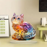 Rainbow Cat Figurine Acrylic Desktop Decoration, Suitable for Home Décor in Living Room or Office. Idea Gift Choice: Halloween, Christmas, Birthday, Anniversary, Valentine's Day, Celebrations