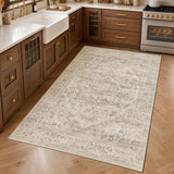 FMFUNCTEX 4x6 Washable Brown Neutral Oriental Distressed Entryway Area Rug