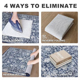 Round Rug 3ft Washable Entryway Mat Non Slip Front Door Rug, Blue
