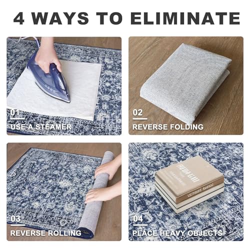 Area Rug 3x5 Washable Entryway Rug Non Slip Blue Kitchen Rugs