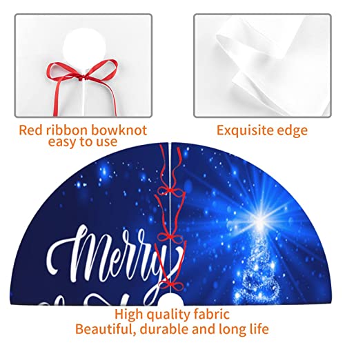 Christmas Tree Skirt Merry Christmas Blue Snow Tree 36 Inch for Xmas New Year Nightmare Before Christmas Decorations Lobby Home