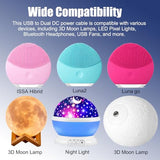 USB to Dual DC Power Cable, 5V 2A Y Splitter Cord, USB to DC 3.5mm and DC 2.5mm Charging Cable, Compatible with Moon Lamps Bluetooth Headphones USB Fans and More,5FT/1.5M Charger