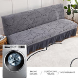 Armless Sofa Bed Cover, Elastic Folding Futon Slipcovers Fitted Full Folding Futon Slipcover with Skirt for Living Room Bedroom(Silver Gray, M)