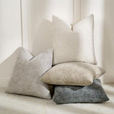 Volcanics Boho Throw Pillow Covers 20x20 Set of 4, Neutral Chenille Decorative Cushion Covers for Couch, Sofa, Bedroom, Living Room, Farmhouse & Mid-Century Modern Home Decor