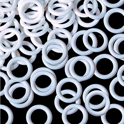 Boao 100 Pieces Clear Roman Blind Curtain Rings, Plastic O-Rings for Roman Shades(13 mm,White)