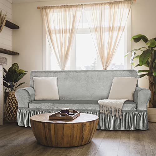 NICEEC Grey Loveseat Covers and Couch Cover Bundle