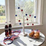 HipTree Mini Patriotic 4th of July Tree Ornaments Decorations,20ct 1.18 Inch Red White Blue Heart Shaped Baubles for Memorial Day, Independence Day,Veterans Day, Flag Day,American Party Decorations