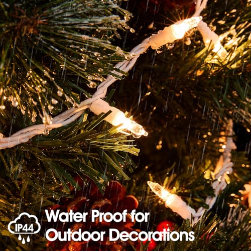 Christmas Lights,100 Count Lights with White Wire,21ft UL Certified Tree String Lights for Indoor Outdoor Christmas Decoration,Home Garden,Party Decorations (Warm White)