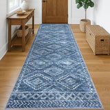 Washable Runner Rug 3x10 Runner for Hallway, Stonewashed Blue