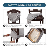 Waterproof Stretch Seat Covers,Dining Room Chair for 4 Set Removable Washable Chair Slipcover Protectors,Rear Covers,Light Grey