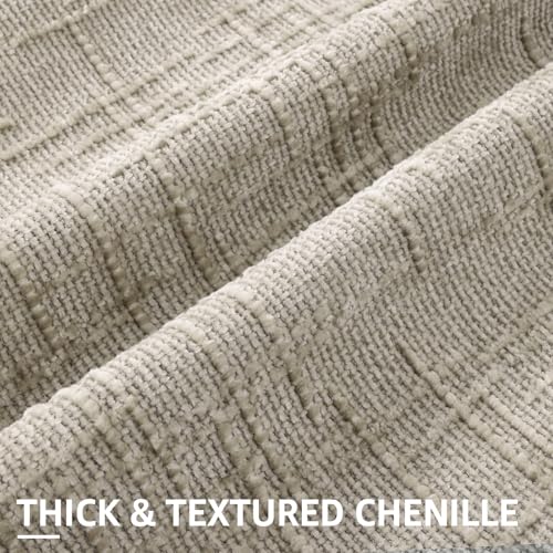 decorUhome Textured Chenille Throw Pillow Covers 24x24 Set of 2 Light Brown