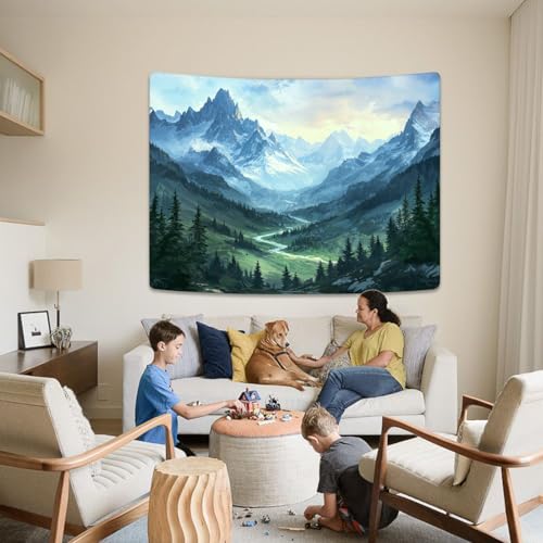 kampdream Landscape Tapestry, Scenery Art Wall Tapestries, Nature Wall Decor for Bedroom Living Room Backdrop Fantasy Mountain 36×48 inches
