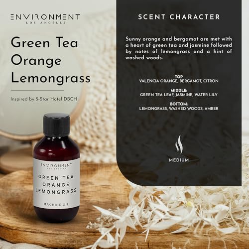 ENVIRONMENT Inspired by 5-Star Resort DBCH 2oz Oil, Luxury Machine Diffusing Oil (Green Tea | Orange | Lemongrass) Home Fragrance Products, Fragrance Oil, Diffuser Refill, Vegan & Cruelty-Free