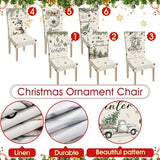 Ganeen 6 Pcs Christmas Chair Covers Merry Christmas Chair Back Cover Stretch Xmas Seat Protector Washable Xmas Dining Seat Protector Slipcover for Dining Room Kitchen Holiday Party (Pine Cone Style)