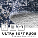 Area Rug 3x5 Washable Entryway Rug Kitchen Rugs, Midnight Navy