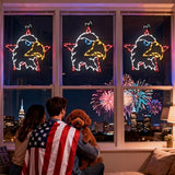 13.7" 4th of July Window Silhouette Light, 4th of July Eagle Decorations with 60 LED Red White Blue Lights, USB Powered with Remote & Timer, Independence Day Decoration for Indoor & Outdoor