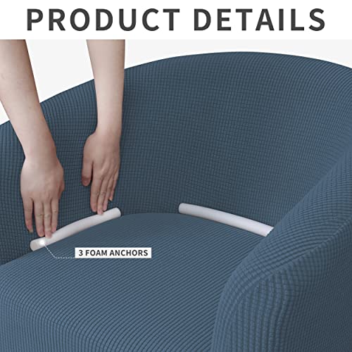 Easy-Going Stretch Club Armchair Slipcover 1 Piece Barrel Tub Sofa Cover Furniture Protector Jacquard Couch Cover Bluestone