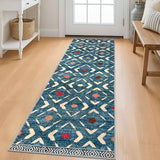 Washable Runner Rug 2x6 ft Hallway Runners, Teal/Blue