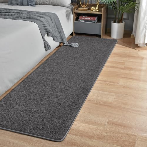 Runner Rug for Hallway, 2x8 Dark Grey Washable Non Slip Runner Rug