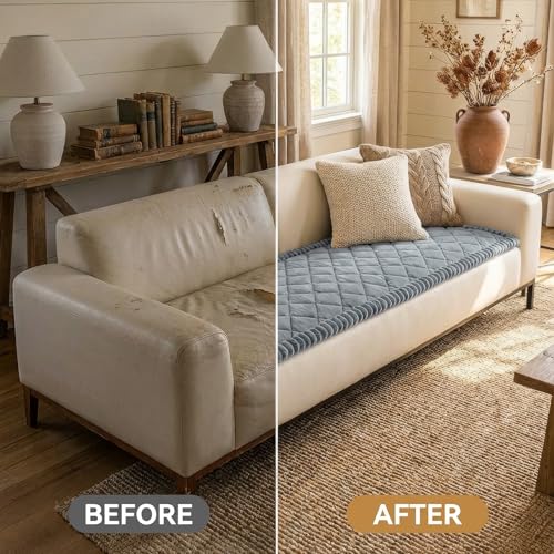 Smiry Couch Cover for Dogs, Non Slip Washable Pet Sofa Protector for Large Dogs, Cats, Fuzzy Plush Sofa Covers for 3 Cushion Couch, Against Fur, Dirt & Scratch Resistant, Grey, 27.6"×70.9"