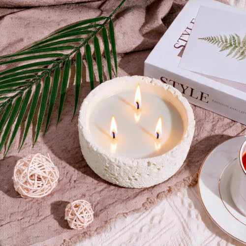Viyffo 20oz Large Scented Candle - Vanilla Fragrance, 3 Wick Non Toxic Soy Candle, Ivory White Ceramic Jar, Luxury Home Fragrance, Elegant Room Décor & Premium Birthday Gift