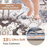 OPPODREAM Soft Area Rugs 5x7, 5x7 Washable Rug with Non Slip Backing, 5 x 7 Faux Cashmere Low-Pile Carpet, Navy Blue & Gold