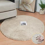 ORINOVA Camel Plush Shag Faux Rabbit Washable Fuzzy Fur Rugs for Living Room Bedroom Kids Circle Small Nursery Area Rug Round Rug 3ft