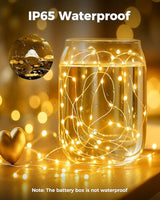 btfarm 12 Pack Fairy Lights Battery Operated, 7FT 20 LED Mini String Lights Waterproof Silver Wire for Mason Jars Centerpiece Table Crafts Bedroom Christmas Decoration, Warm White