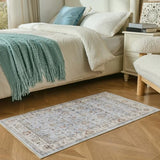 Runner Rug 2x4 Vintage Floral Small Rugs Door Mat, Gray/Light Blue