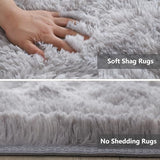 Shag Area Rugs for Bedroom Living Room,8X10 Ultra Soft Fluffy Area Rugs for Dorm, Indoor Carpet Nursery Rugs for Kids Girls Room Home Decor,Tie-Dye Grey