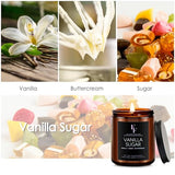Vanilla Sugar Scented Candle for Home, Soy Wax, 7 oz