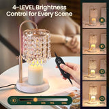 Candle Warmer Lamp with Timer Dimmer，2H/4H/8H Timer , Lamp Candle Warmer with Marble Base for Adjustable Height, Crystal Wax Melt Warmer for Jar Candles, House Warming Decor Gifts Mothers Day Gifts